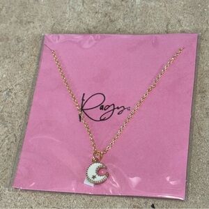 Gold Tone Crescent Moon Charm Necklace | Cute Locket Pendant | Gift Ready